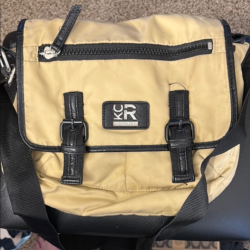 Women’s Tan and Black Messenger Bag